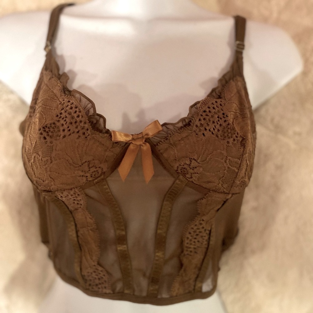 Brown Mesh Corset Top